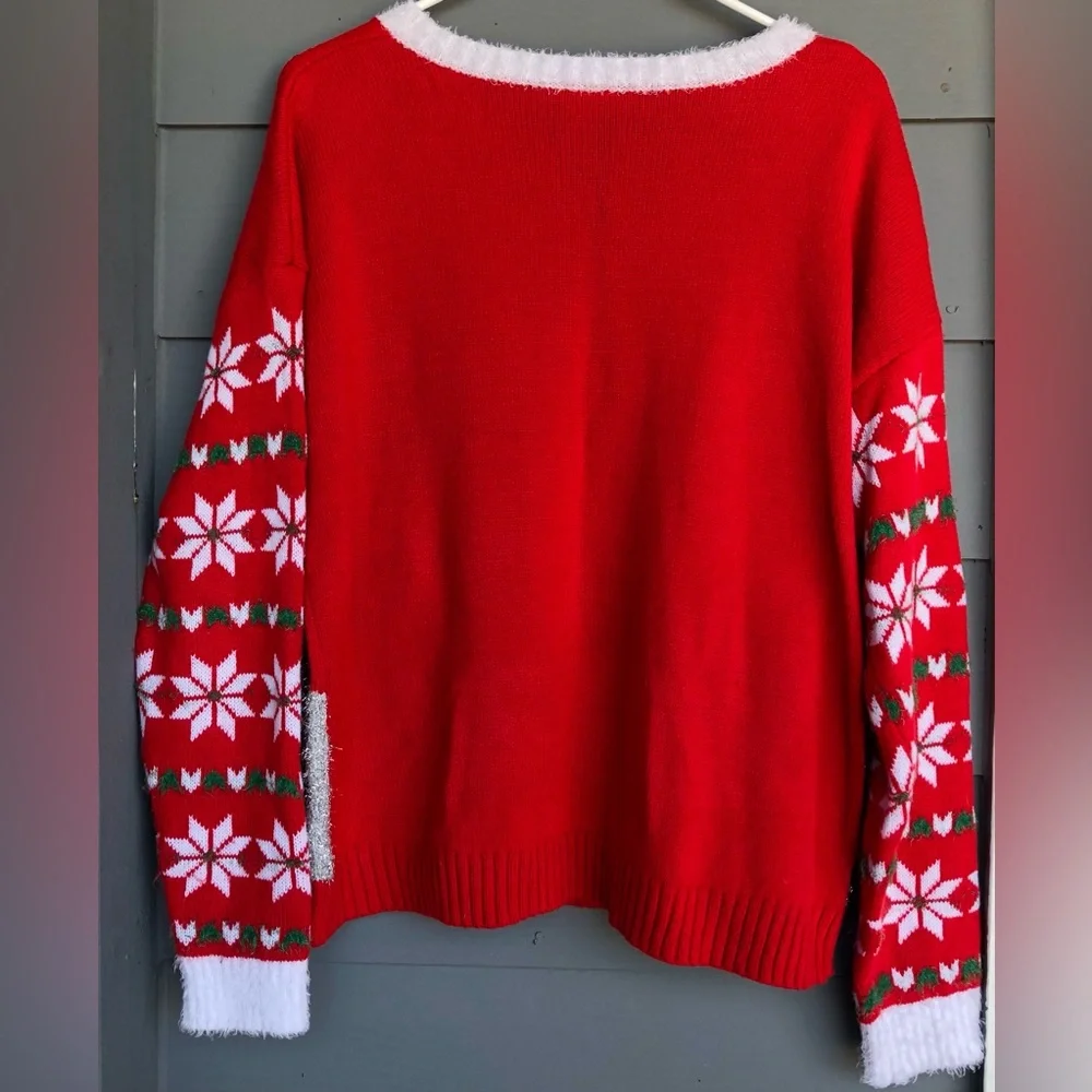Holiday Time Ugly Sweater Ice Skating Red,Green, Reindeer Design Large 12-14 - Picture 12 of 12